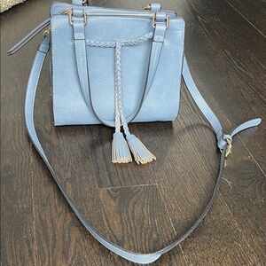 Chic Blue Crossbody Bag with Tassels